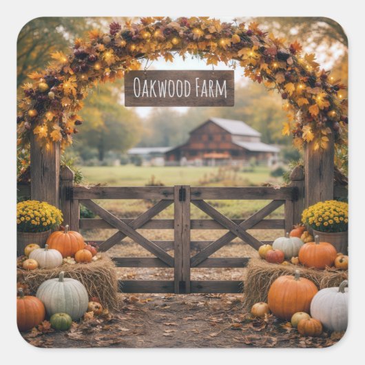 Farm Name on Autumn Gate スクエアシール (正面)