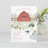 Farm Party Animals Kids Birthday Invitation 招待状 (スタンド正面)