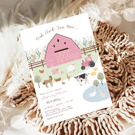 Farm Party Animals Kids Birthday Invitation 招待状