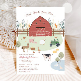 Farm Party Animals Kids Birthday Invitation 招待状