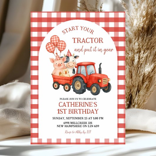 Farm Party First Birthday Invitation 招待状