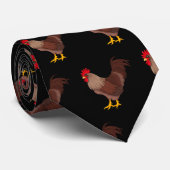 farm rooster on black ネクタイ (ロール)