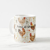 Farm Roosters Floral Home Heart コーヒーマグカップ (正面左)