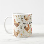Farm Roosters Floral Home Heart コーヒーマグカップ (左)