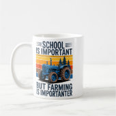 Farm Shirt But Farming Is Imrtanter Farmer Tractor コーヒーマグカップ (左)