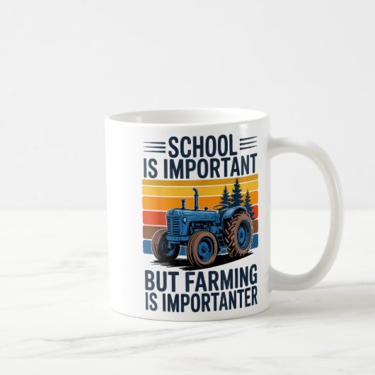 Farm Shirt But Farming Is Imrtanter Farmer Tractor コーヒーマグカップ (右)