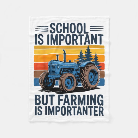 Farm Shirt But Farming Is Imrtanter Farmer Tractor フリースブランケット (正面)
