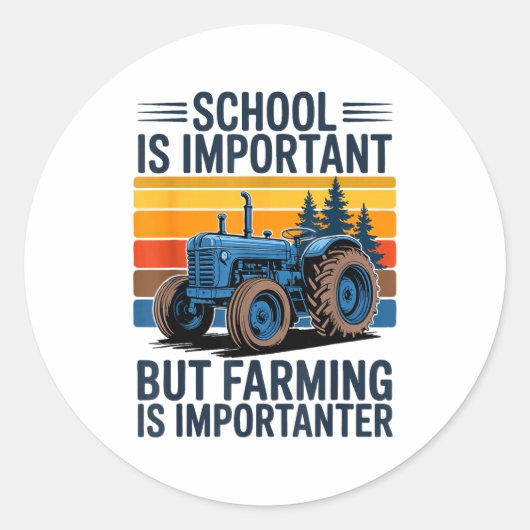 Farm Shirt But Farming Is Imrtanter Farmer Tractor ラウンドシール (正面)