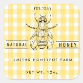 Farm shop honey jar label small business スクエアシール (正面)