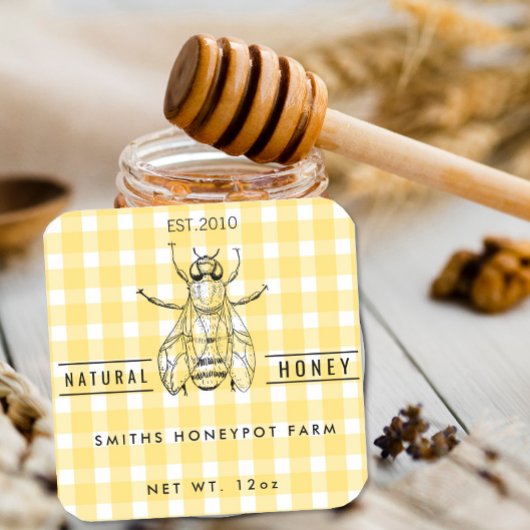 Farm shop honey jar label small business スクエアシール