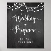 Farm String Lights, Chalkboard, Wedding Program ポスター (正面)