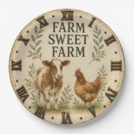 Farm Sweet Farm Rustic Farm Animals Farmhouse ペーパープレート