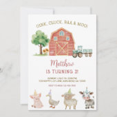Farm Theme Birthday Invitation, Editable Boy 招待状 (正面)