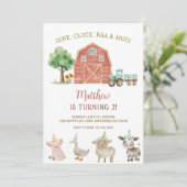 Farm Theme Birthday Invitation, Editable Boy 招待状 (スタンド正面)