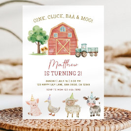 Farm Theme Birthday Invitation, Editable Boy 招待状