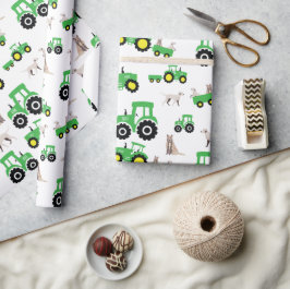 Farm Theme Tractor Gift Wrapping Paper ラッピングペーパー