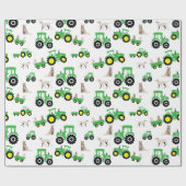 Farm Theme Tractor Gift Wrapping Paper ラッピングペーパー (フラット)