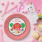 Farm Themed Red Gingham Birthday Paper Plates ペーパープレート (パーティー)