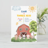 Farm Three I-E-I-O 3歳の誕生日招待状 招待状 (スタンド正面)