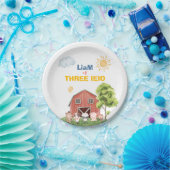 Farm Three I-E-I-O 3歳の誕生日 ペーパープレート (パーティー)