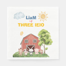 Farm Three I-E-I-O 3rd Birthday  スタンダードランチョンナプキン