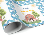 Farm Three I-E-I-O 3rd Birthday  ラッピングペーパー (ロールコーナー)