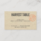 Farm to Table Catering Kraft Rustic 名刺 (裏面)