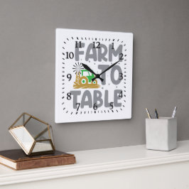 Farm to Table Tractor Windmill  スクエア壁時計