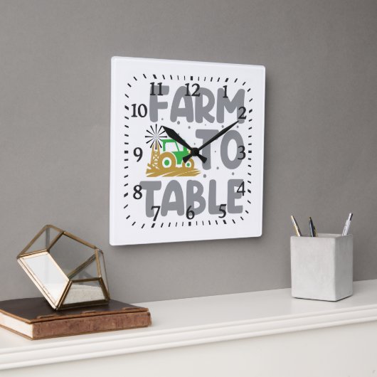 Farm to Table Tractor Windmill  スクエア壁時計 (オフィス)
