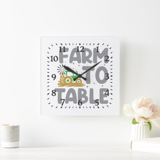 Farm to Table Tractor Windmill  スクエア壁時計 (ホーム)