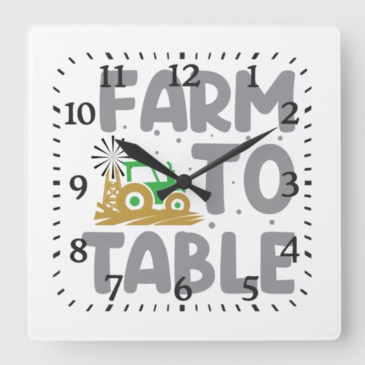 Farm to Table Tractor Windmill  スクエア壁時計 (正面)
