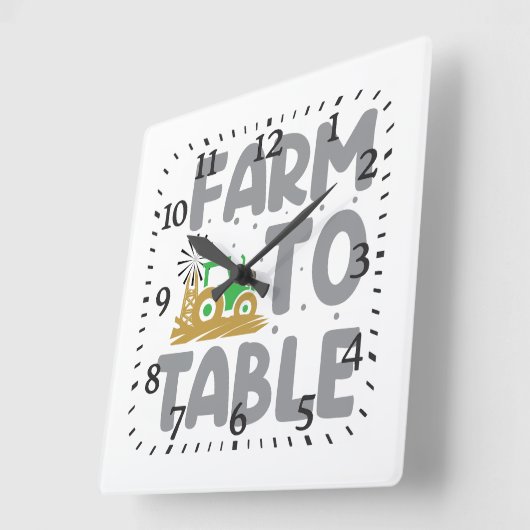 Farm to Table Tractor Windmill  スクエア壁時計 (傾斜)
