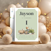 Farm Tractor Birthday Invitation | Barnyard Animal