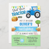 Farm tractor boy ANY AGE birthday invitation. 招待状 (正面/裏面)