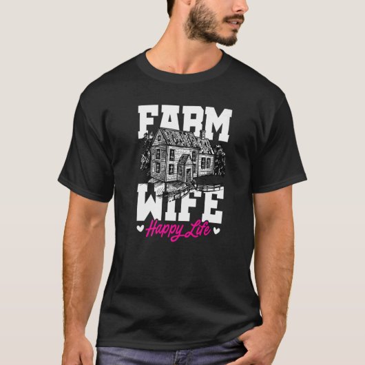 Farm Wife Happy Life Tractor Agriculteur Farming F Tシャツ (正面)