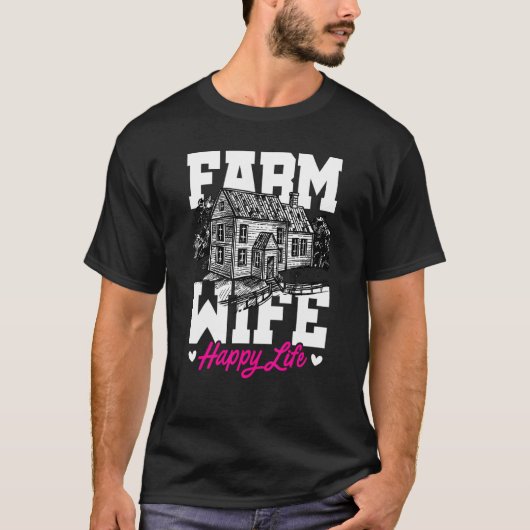 Farm Wife Happy Life Tractor Agriculteur Farming F Tシャツ (正面)