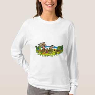Farmaholicのロゴの女性フード付の長袖(合う) Tシャツ