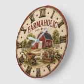 Farmaholic Rustic Red Barn ラージ壁時計 (傾斜)
