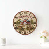 Farmaholic Rustic Red Barn ラージ壁時計 (ホーム)