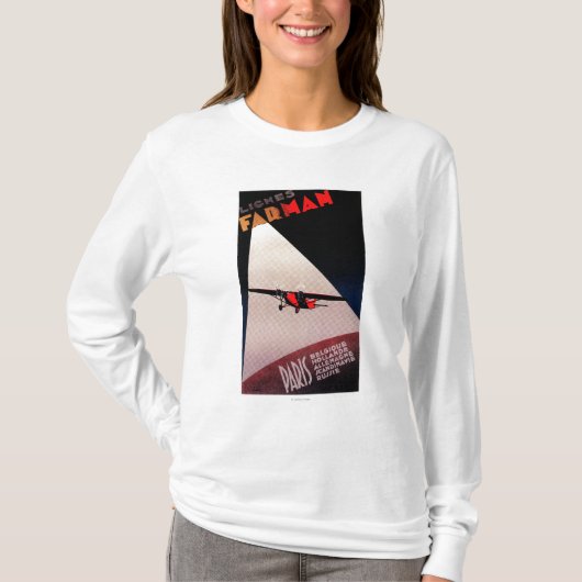 Farman航空会社のFarman 300の単葉機の広告宣伝ポスター Tシャツ (正面)