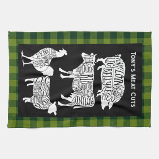 Farmer Butcher Meat Cuts Tea Towel | Vintage Beef キッチンタオル