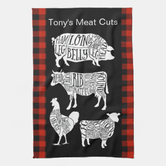 Farmer Butcher Meat Cuts Tea Towel | Vintage Beef キッチンタオル