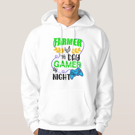Farmer by Day Gamer by Night パーカ (正面)
