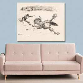 Farmer Chasing Turkey - William Walker キャンバスプリント