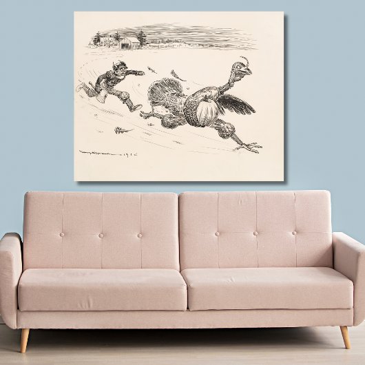 Farmer Chasing Turkey - William Walker キャンバスプリント