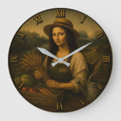 Farmer Funny Mona Lisa Farming Gift ラージ壁時計 (正面)