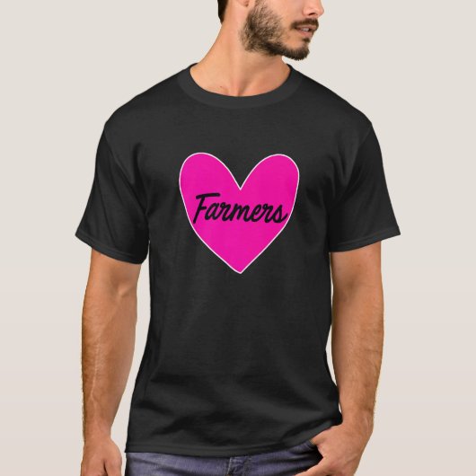 Farmer Heart Graphic Cow Farmer Agriculture Tracto Tシャツ (正面)
