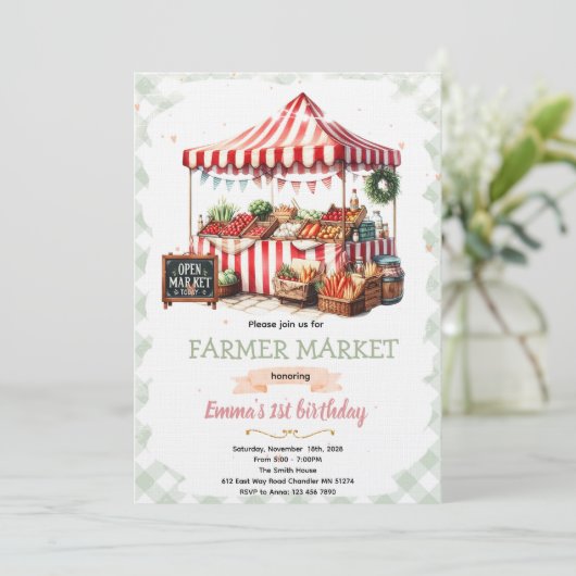 Farmer market birthday invitation 招待状 (スタンド正面)
