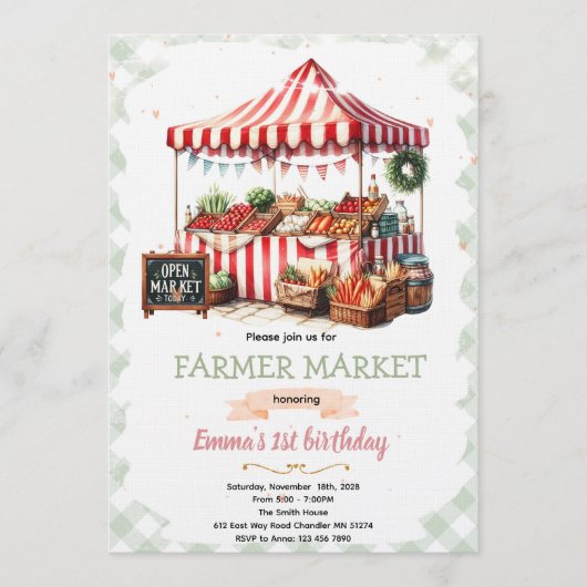 Farmer market birthday invitation 招待状 (正面)