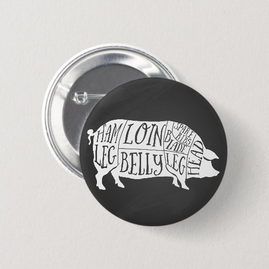 farmer pig pork butcher meat cuts art small holder 缶バッジ (正面&裏面)